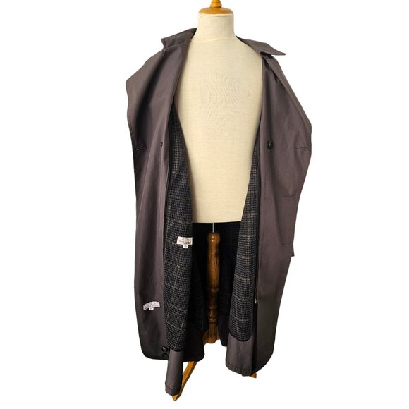 Vintage 80s Hart Schaffner Marx Mens Trench Coat 42L Gray All-Weather Raincoat - Picture 12 of 12